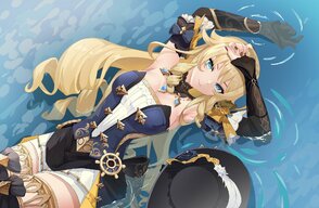 Konachan.com - 368567 blonde_hair breasts cleavage dress genshin_impact hat long_hair navia_(g...jpg
