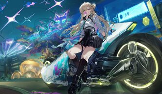 Konachan.com - 397722 blonde_hair braids building candy garter headphones kneehighs long_hair ...jpg