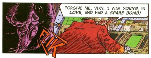 Panel of Andross saying, 'Forgive me, Vixy. I was young, in love, and had a spare bomb!'