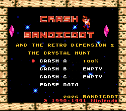 The coverart image of Crash Bandicoot and the Retro Dimension 2: The Crystal Hunt